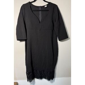 Libian Lace Hem Sheath Dress Womens 3X Plus Size Black Career Cocktail Classic
